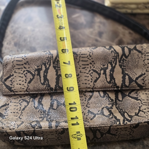 Lord & Taylor Brown and Black Shoulder Bag with Snakeskin Pattern - Picture 8 of 9